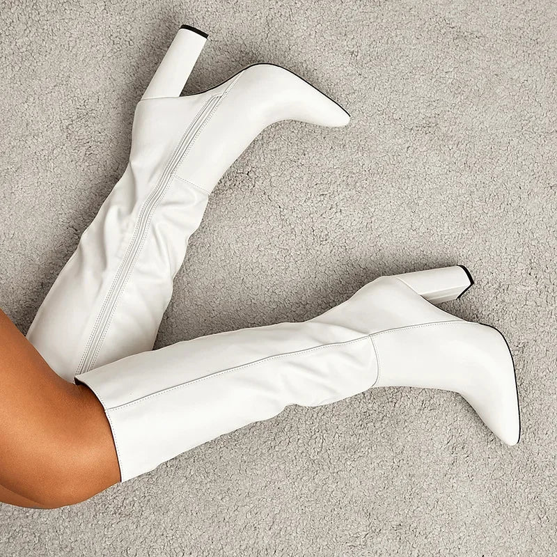 Ulla | Eleganta Knähöga Stövlar Dam – PU-Läder för Vardags och Fest 1