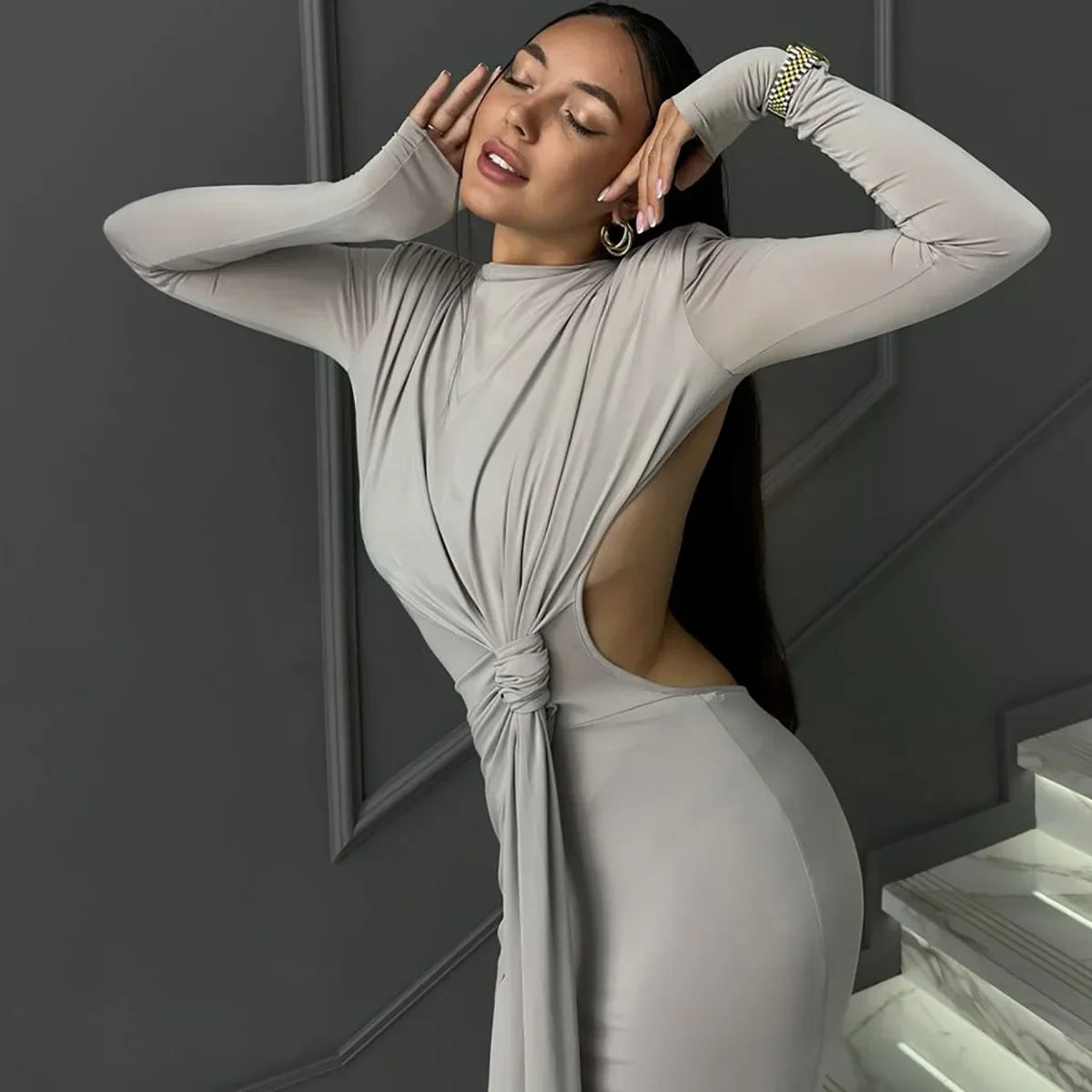 Velina | Elegant Rygglös Klänning Dam För Festliga Tillfällen 5