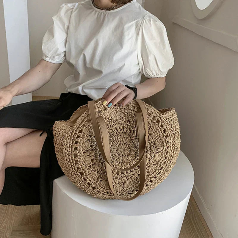 Gerda | Elegant Handvävd Halmtygväska Dam – För Alla Tillfällen 13