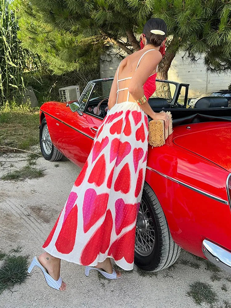 Zelina | Elegant Slingklänning – Romantiskt Kärlekstryck För Sommarevenemang 3