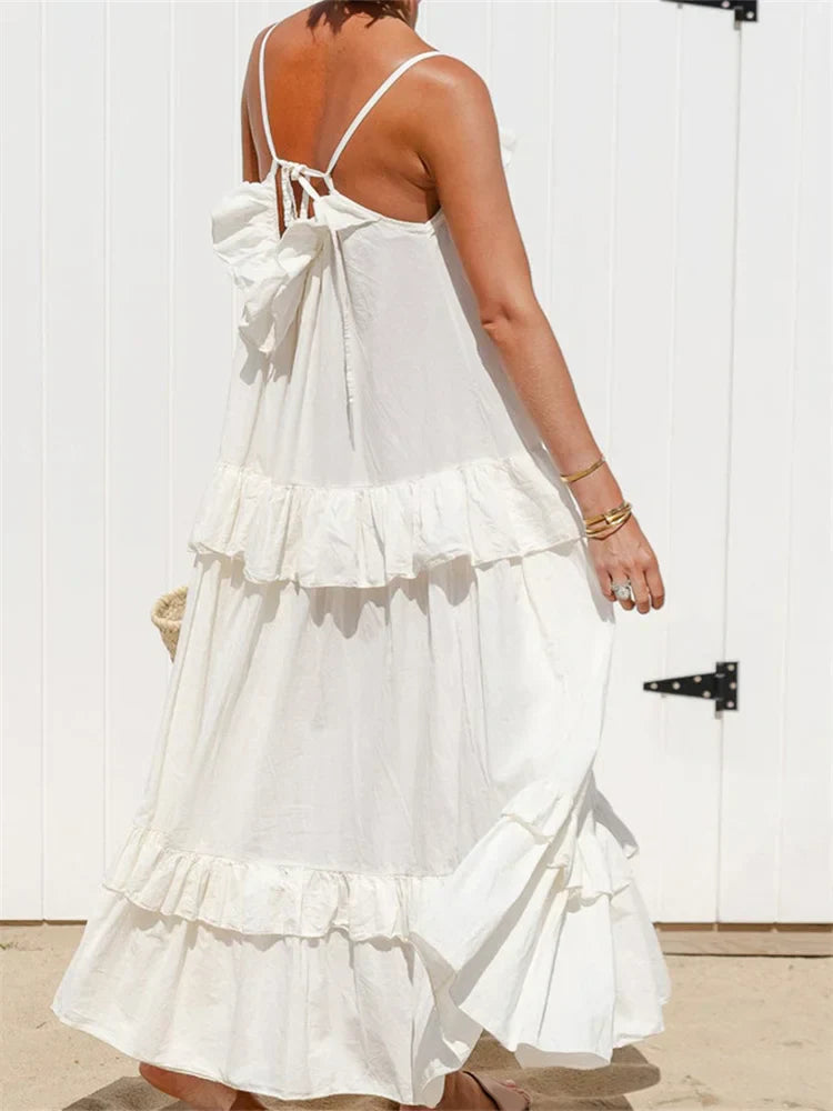 Vita | Lätt Sommarklänning Dam Med Öppen Rygg För Stil Och Komfort-2