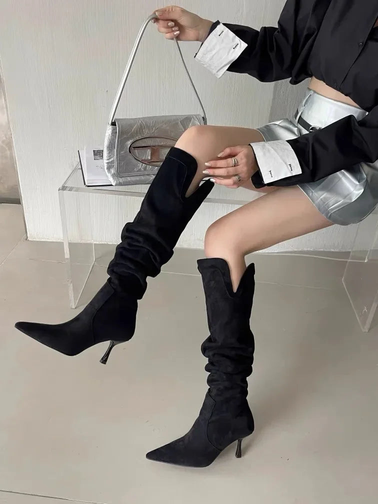 Chelsea | Eleganta Höga Stövlar Dam Med Klack För Trendig Stil 2
