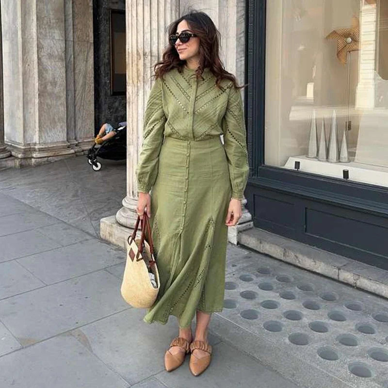 Kourtney | Elegant Midikjoluppsättning – Chic Design För Vardags Och Fest 9