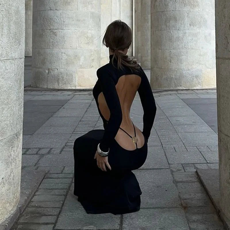 Hilda | Elegant Svart Maxiklänning Dam – Långklänning För Alla Tillfällen 1