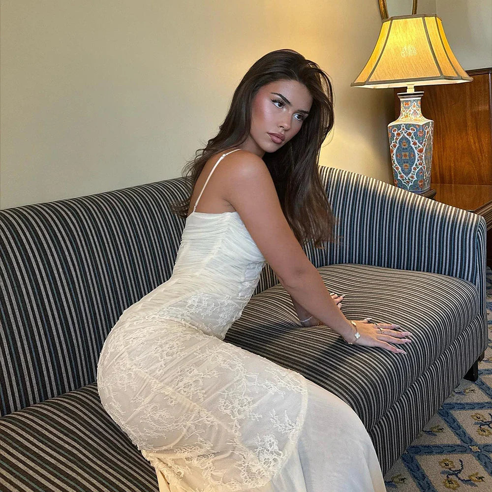 Niva | Elegant Spetsklänning – Beige För Formella Tillfällen 6