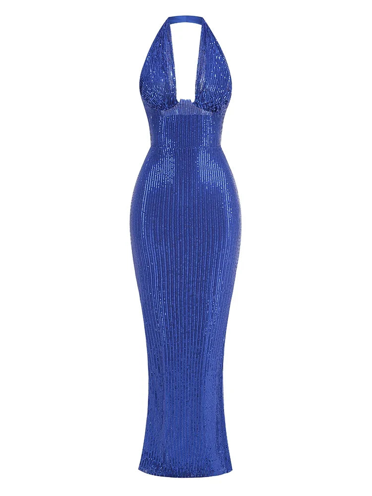 Olga | Glamourös Maxiklänning Dam – Djup V-Hals 12