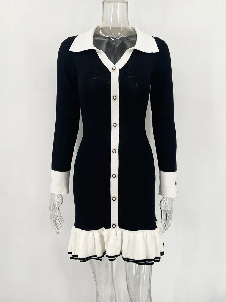 Giselle | Elegant Rufsad Bågstickad Miniklänning – För Alla Tillfällen 5