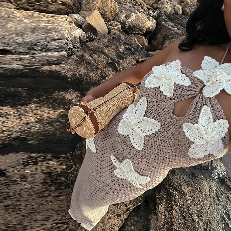 Iri | Ärmlös Blommig Sommarklänning – Elegant Stickad Design för Damer 3