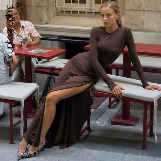 Halona | Elegant Svart Midiklänning Dam – Långa Ärmar För Hösten 1