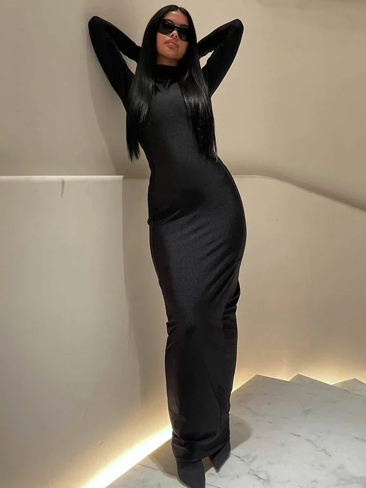 Elegant | Långärmad Bodycon Midi Klänning Dam – För Fest Och Tillfällen 5