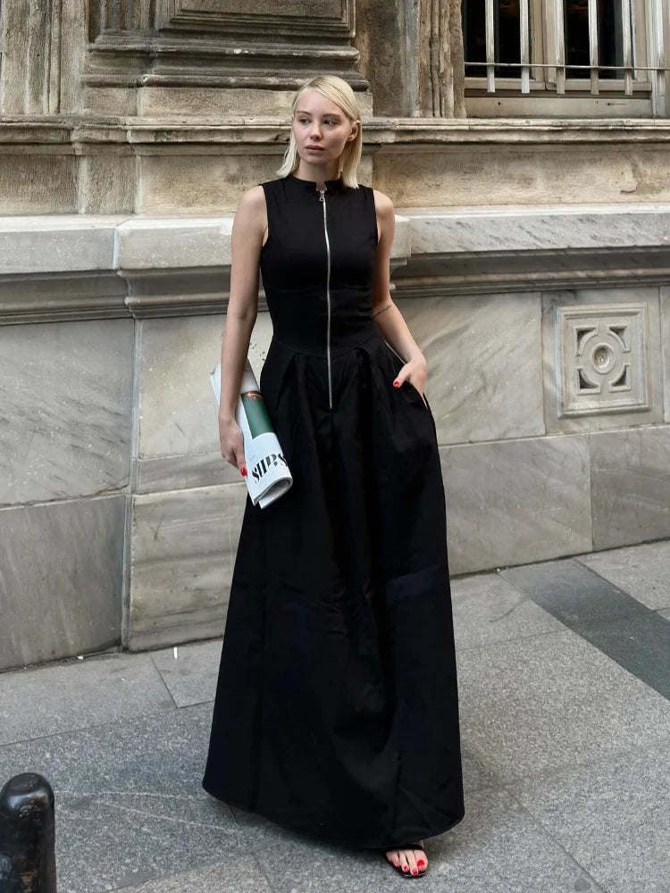 Xenessa | Elegant Sommarklänning Dam – Halv Dragkedja och Hög Midja 2