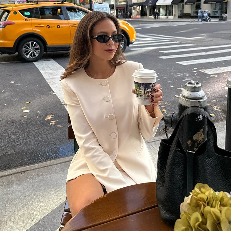 Black Blazer and Mini Skirt Set | Women's Outfit – Size M Polyester 3