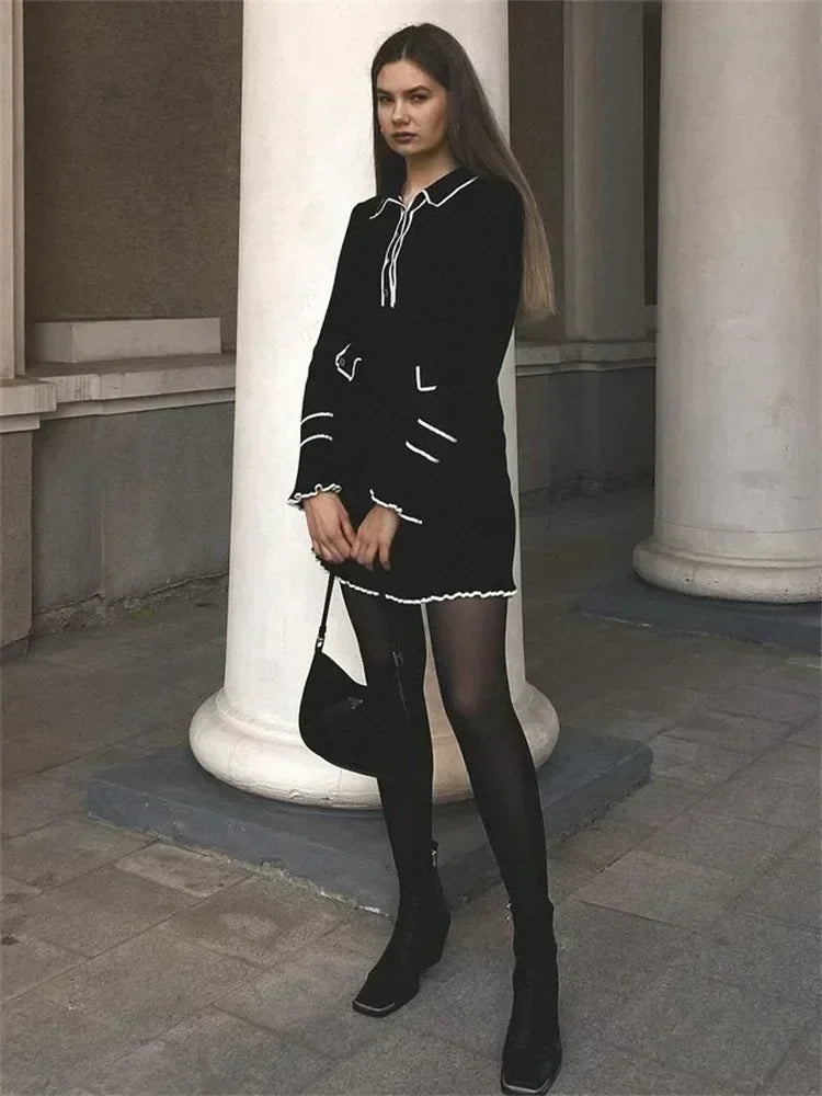 Garuela | Elegant Ruffled Stickad Klänning Dam – Perfekt För Fest Och Vardag 9