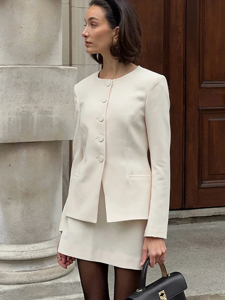 Black Blazer and Mini Skirt Set | Women's Outfit – Size M Polyester 2