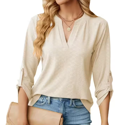 Cobie | Elegant Vit Damblus – Mjuk Textur och Avslappnad Passform 5