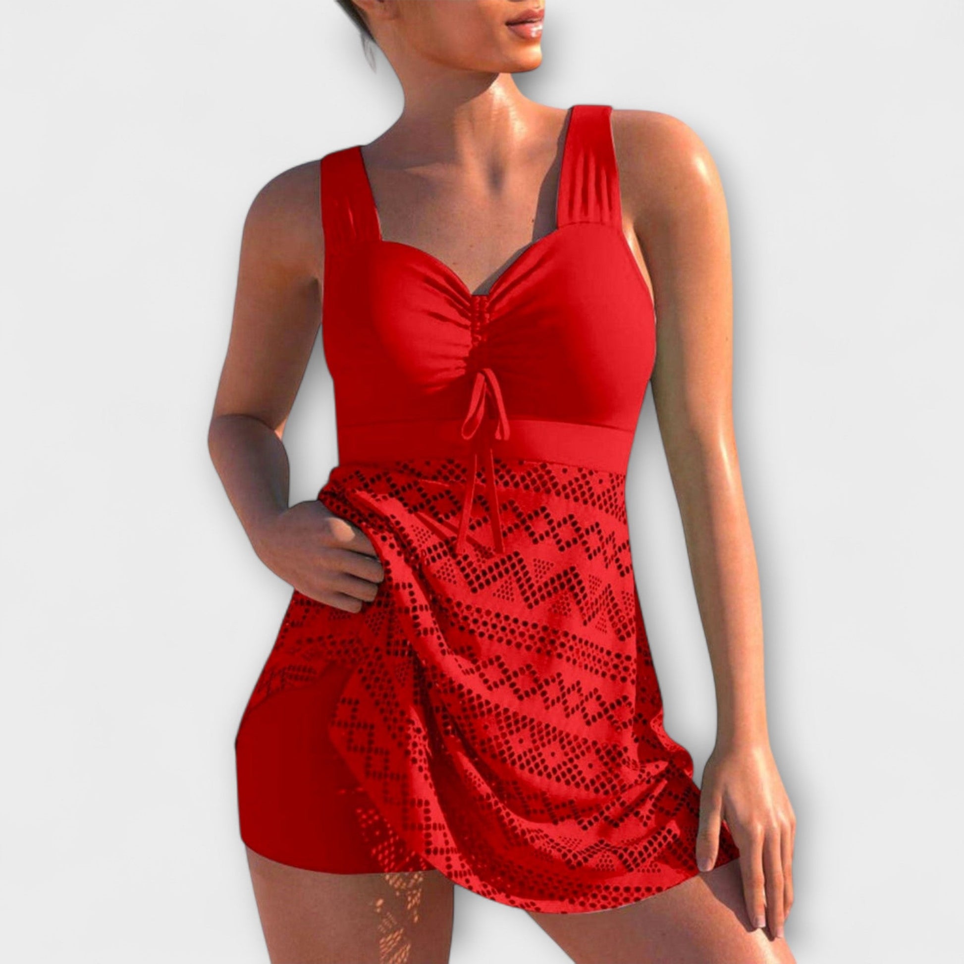 Isabella | Elegant Två-Delad Svart Baddräkt Dam Med Kjol-6