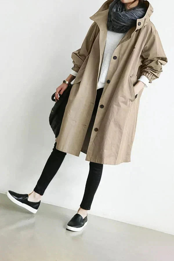 Dam Trench Coat Svart Storlek M Vattenavvisande Tyg-5