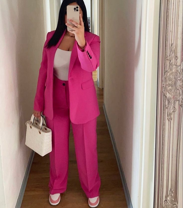 Black Women's Suit | Blazer and Flare Pants Set – Size M Polyester 4