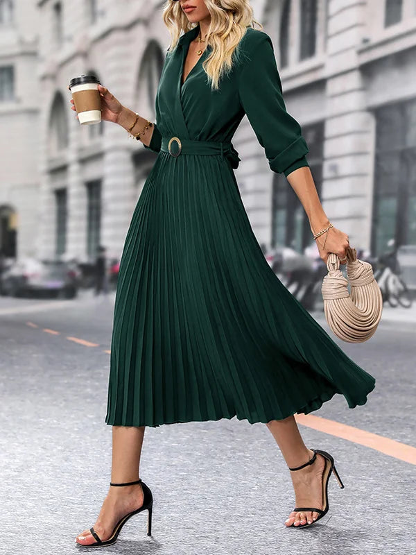 Elina | A-Linje Klänning Med Justerbart Bälte För Tidlös Elegans-6