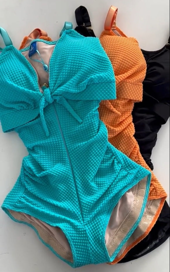 Alice | Shaping Baddräkt Dam – Elegant Svart Med Knutdetalj Och Magskontroll 17