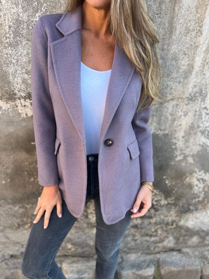 Dam Blazer Grå Storlek M Polyester - Elegant och Avslappnad Stil-6