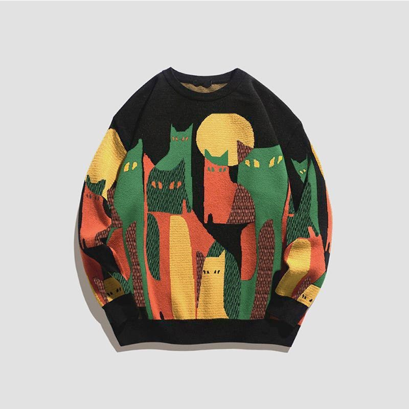 Tallea Katttryck Tröja - Mjuk och Mysig Kattdesign för Avslappnat Stil-1