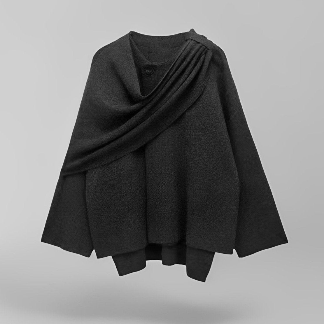 HiSA | Elegant Cape Coat – Flytande Silhuett och Tidlös Design för Svalare Väder 8