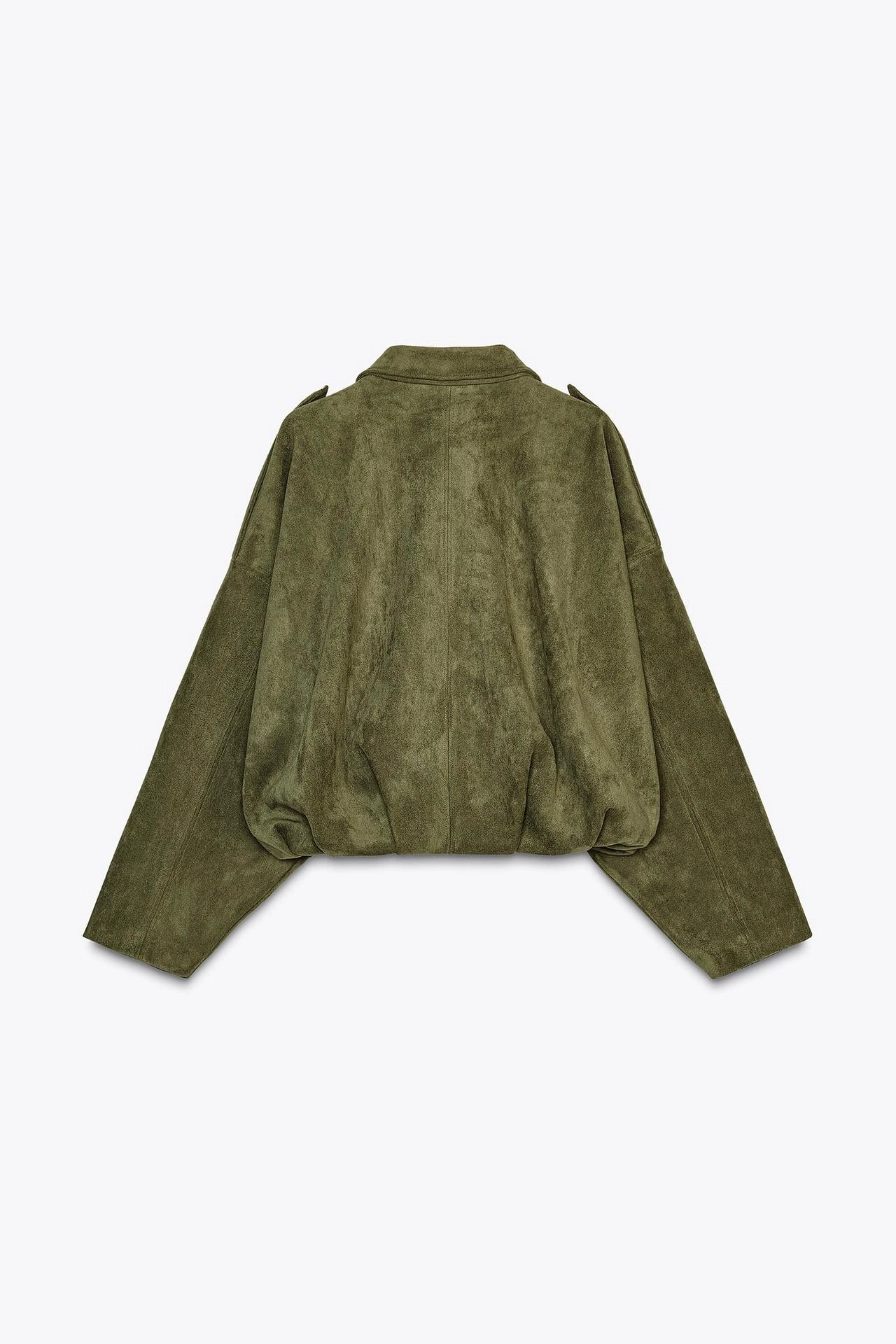 Women's Jacket Beige Size M Suede Wide Fit-3
