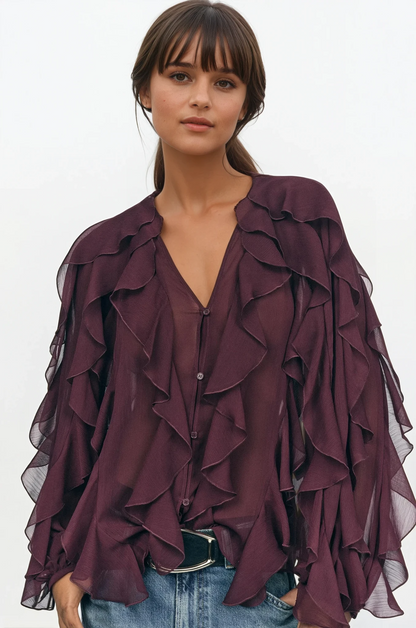 Freja | Elegant Sommar Blus – Ruffles För Komfort Och Stil 2