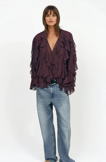 Freja | Elegant Sommar Blus – Ruffles För Komfort Och Stil 1