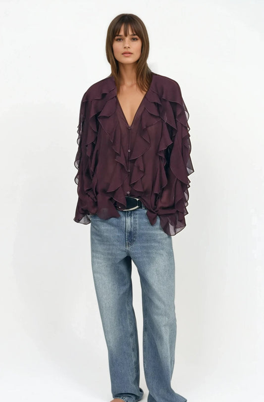 Freja | Elegant Sommar Blus – Ruffles För Komfort Och Stil 1