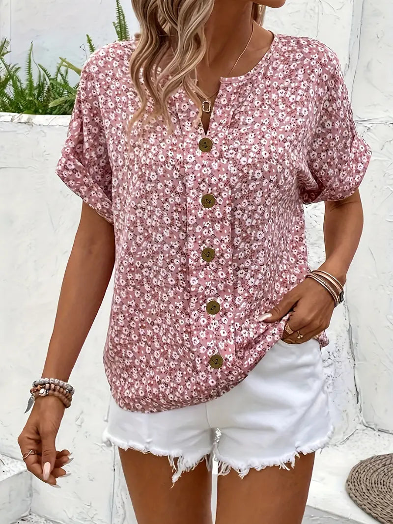 Women's Blouse Floral Print Size S-5XL Lightweight Cotton Summer Tops-3
