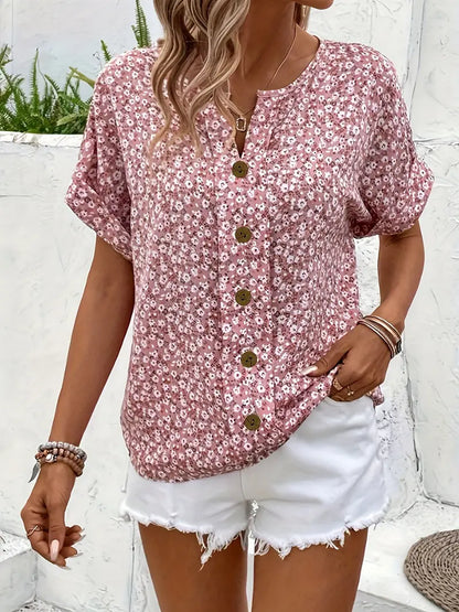 Women's Blouse Floral Print Size S-5XL Lightweight Cotton Summer Tops-3