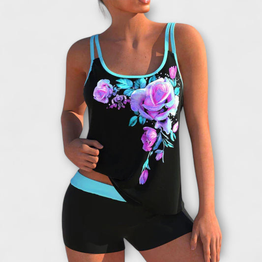 Alice | Elegant Baddräkt Dam Tankini-set med Blommönster-1