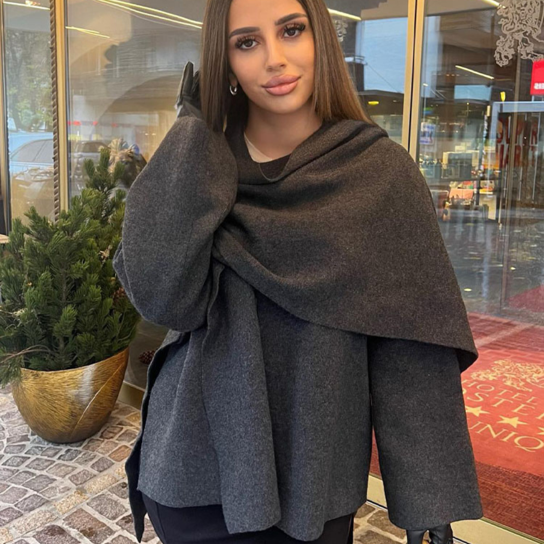 HiSA | Elegant Cape Coat – Flytande Silhuett och Tidlös Design för Svalare Väder 5
