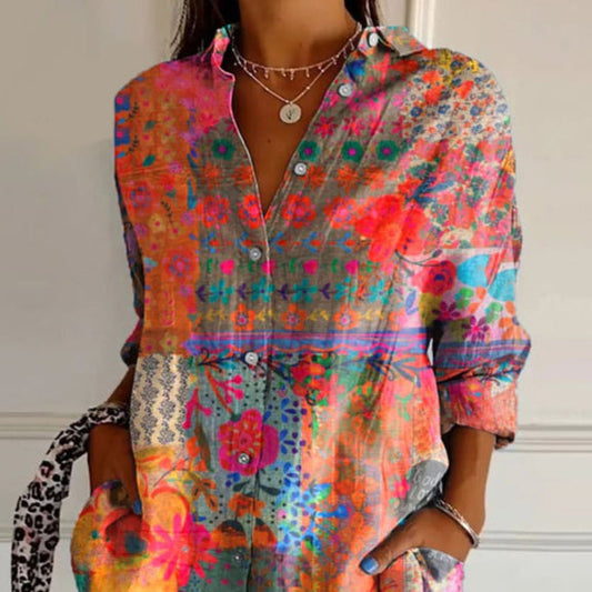 Women's Blouse Multicolor Size S-5XL Cotton Long Sleeve Plus Size Summer Tops-1