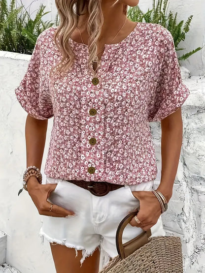 Women's Blouse Floral Print Size S-5XL Lightweight Cotton Summer Tops-4