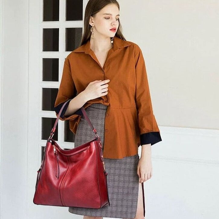 Karin | Elegant Läderhandväska Dam – Rymlig Design Med Flera Fack 5