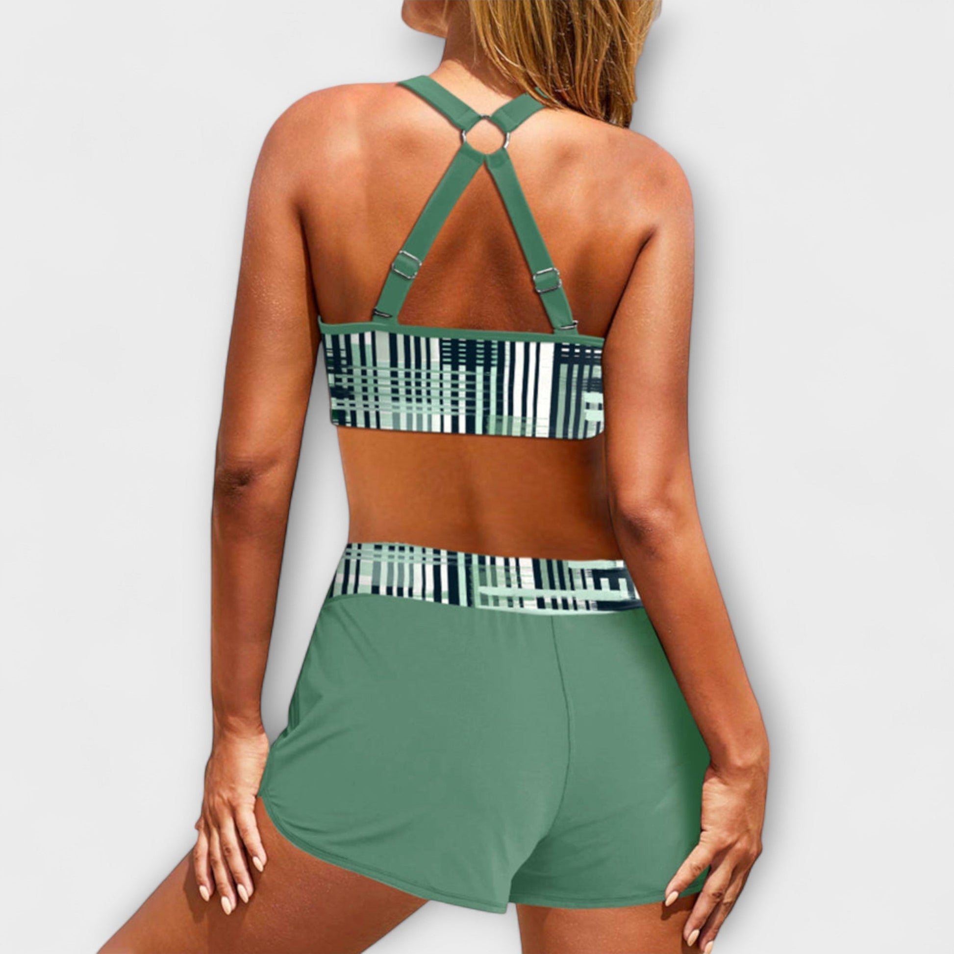 Janelle | Ribbad Hög Midja Bikini För Dam - Trendiga Badkläder-3