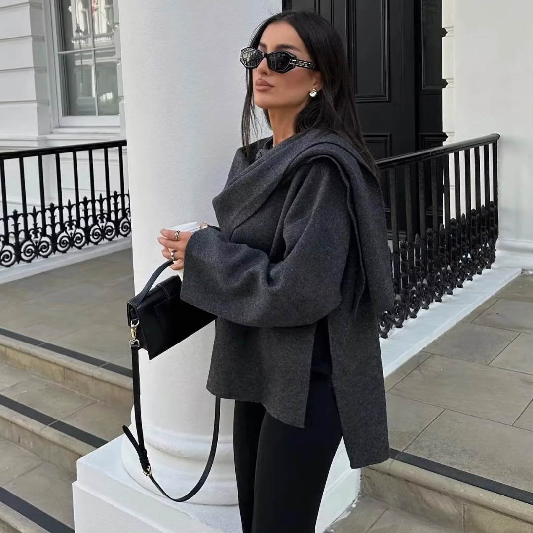HiSA | Elegant Cape Coat – Flytande Silhuett och Tidlös Design för Svalare Väder 7