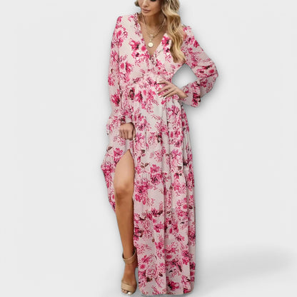 Variant image for Helen | Elegant Maxiklänning Dam Med Blommatryck Och V-Neck-37