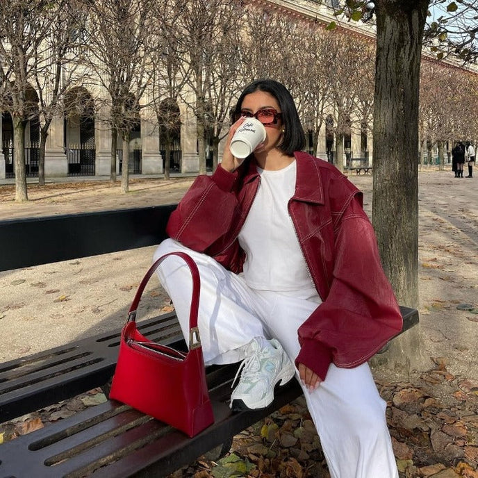 Faye | Trendig Oversized Skinnjacka Dam – Svart För Alla Tillfällen 8