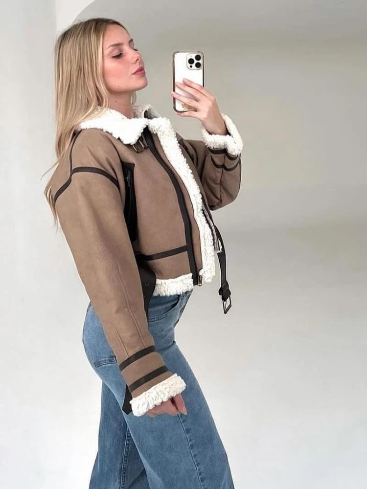 Fenella | Lång Teddyjacka Dam – Varm Mocka Med Plysch Foder För Stil Och Komfort 6
