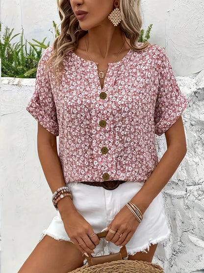 Women's Blouse Floral Print Size S-5XL Lightweight Cotton Summer Tops-5