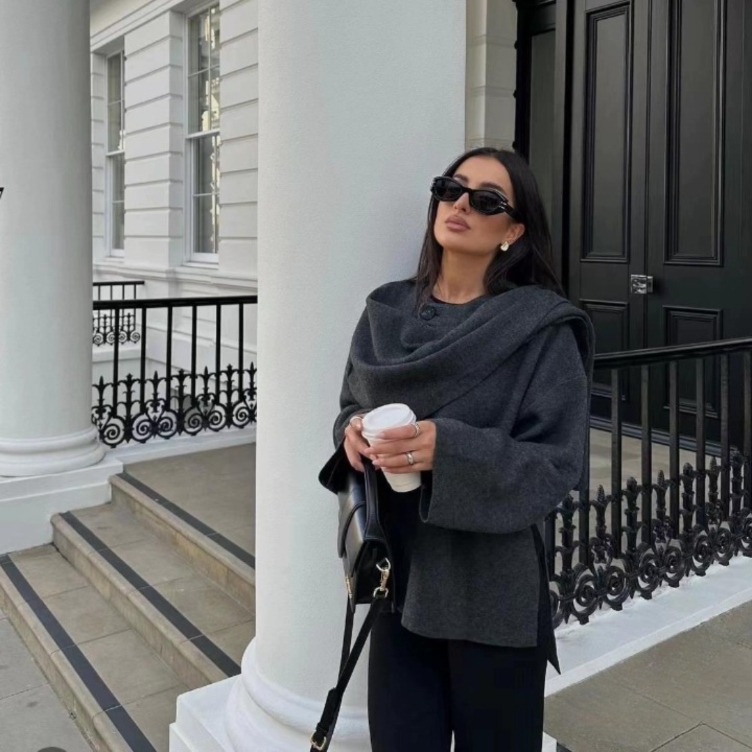 HiSA | Elegant Cape Coat – Flytande Silhuett och Tidlös Design för Svalare Väder 6