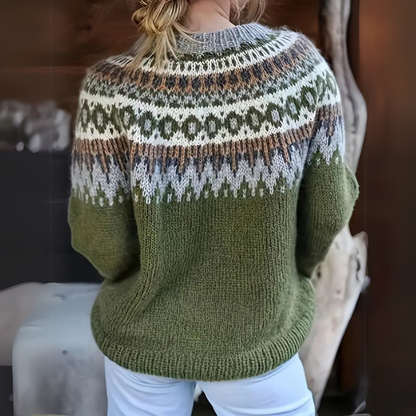 Etta | Elegant Stickad Tröja Dam Med Jacquard-Mönster För Vintern-3