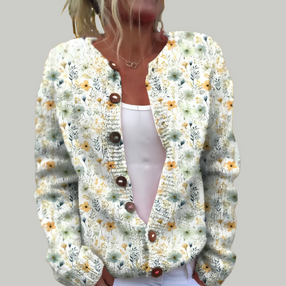 Silvana | Lång Stickad Kofta Med Blommigt Tryck För Stil Och Komfort-2