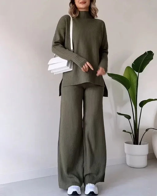 Esmee | Elegant Tvådelat Set Dam – Ribbade Detaljer För Stil Och Komfort 5
