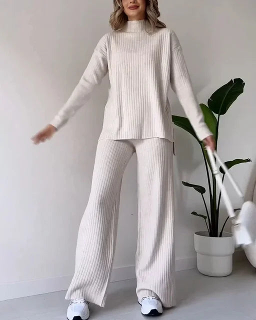 Esmee | Elegant Tvådelat Set Dam – Ribbade Detaljer För Stil Och Komfort 4