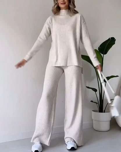 Esmee | Elegant Tvådelat Set Dam – Ribbade Detaljer För Stil Och Komfort 4